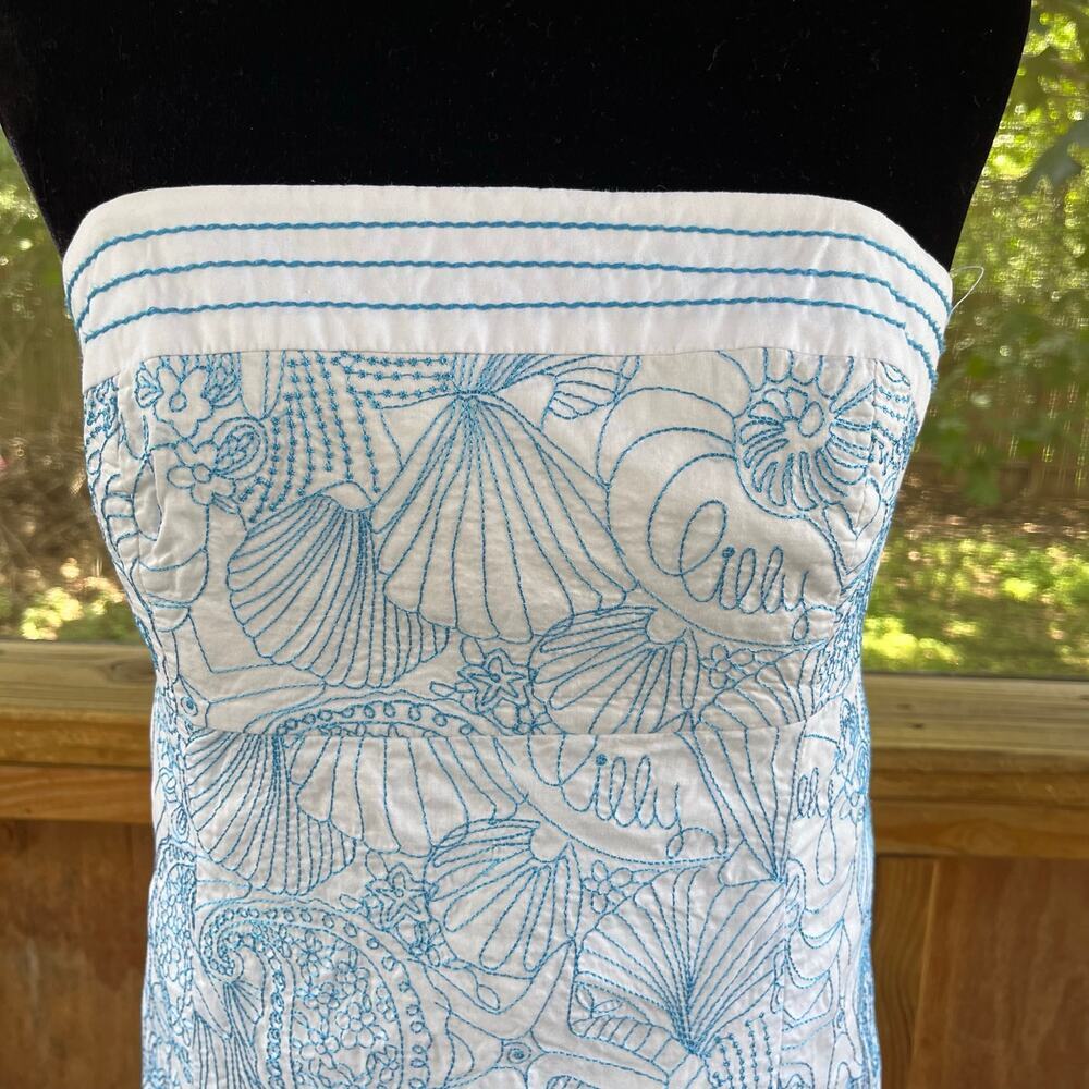 Lilly Pulitzer Women's Bowen Dress Blue & White Strapless Size 8 - Picture 4 of 11